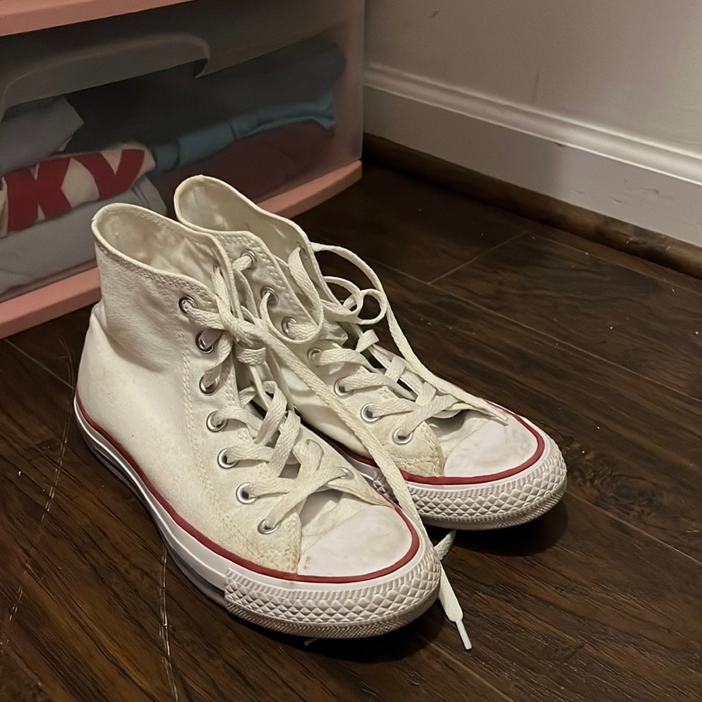 High top white sneakers